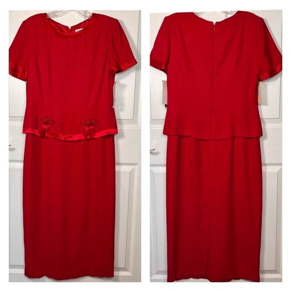 Jessica Howard Red Maxi Dress Sz 12 Vintage Nordstrom NWT - Picture 15 of 15